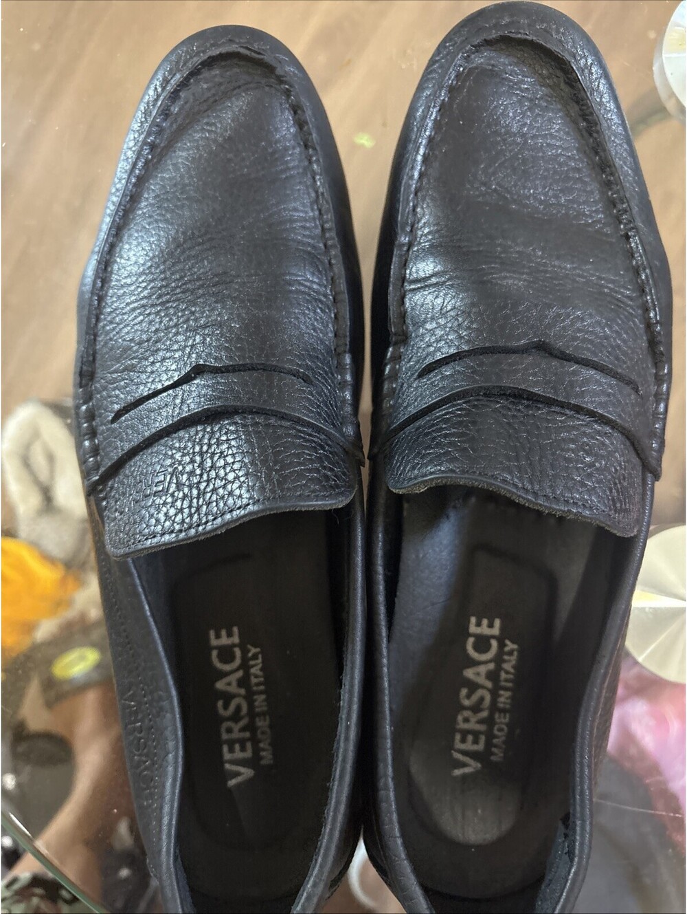 Versace Man Dress Shoes Size 10 Black Leather